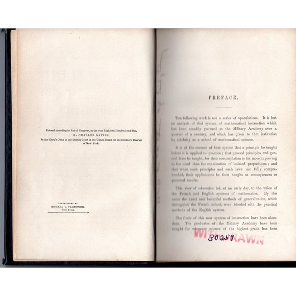 164-YEAR OLD The Logic and Utility of Mathematics, 1860, Davies, amazingly solid - Picture 3 of 10